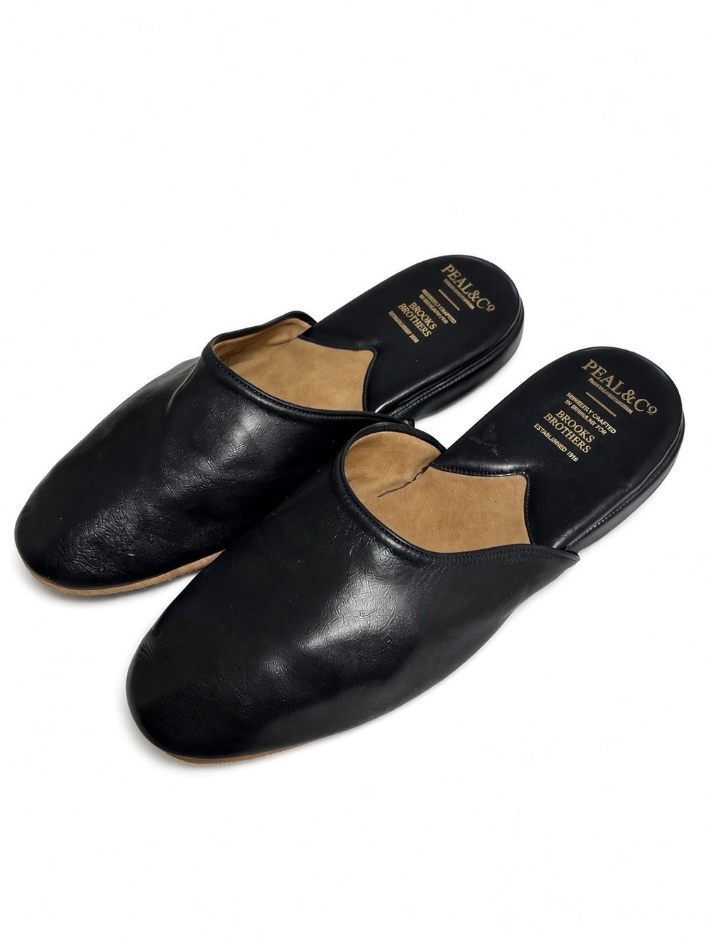 Peal & Co Brooks Brothers Nappa Leather Mule Slippers Navy 9D Made in England